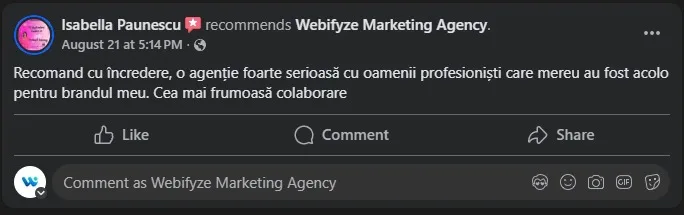 Recenzie Facebook, Isabella Păunescu
